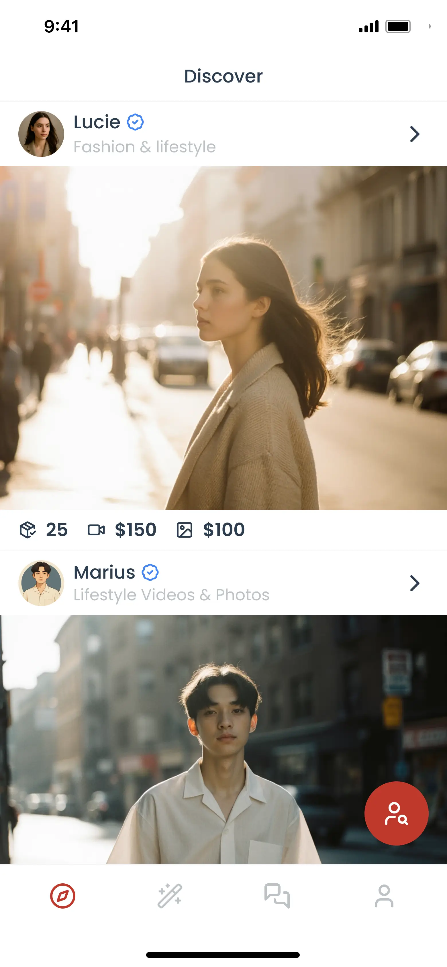 Marketplace home feed screen