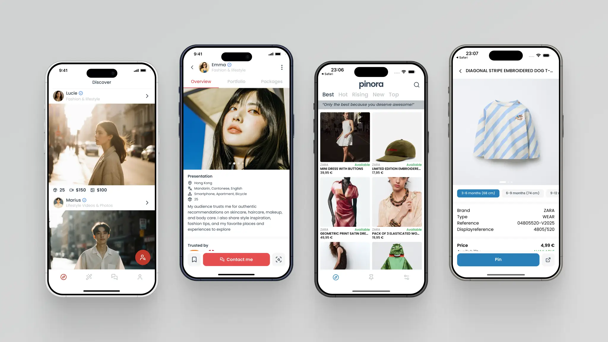 Three example MVP screens: list, detail, and payments
